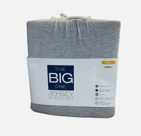 The Big One Jersey Sheet Set Full Size Gray Stripe