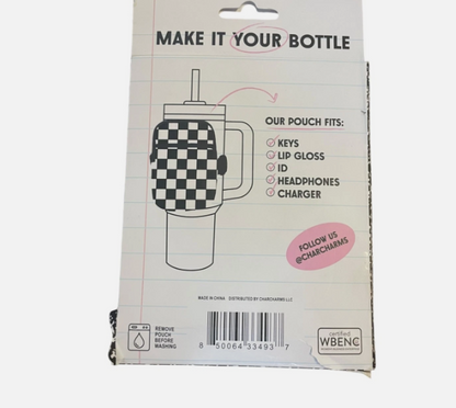 CharCharms Check Pouch White/Black Bottle Pouch Back to School