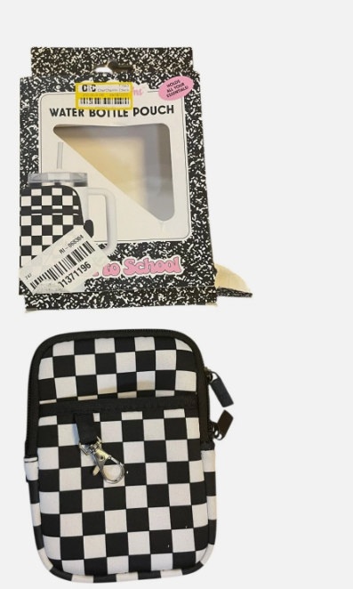 CharCharms Check Pouch White/Black Bottle Pouch Back to School