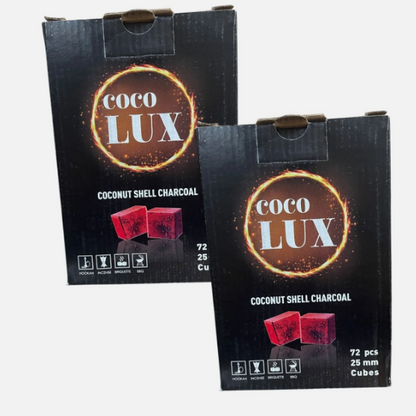 Lot of 2 Coco Lux 100% Natural Coconut Shell Charcoal 25mm Cubes 72 pcs Each