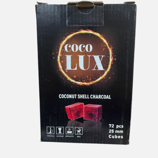 Coco Lux 100% Natural Coconut Shell Charcoal 25mm Cubes 72 pcs