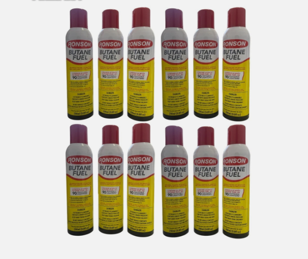 Lot Of 12 Ronson Butane Fuel 290ml Refill For Lighters Butane Torches