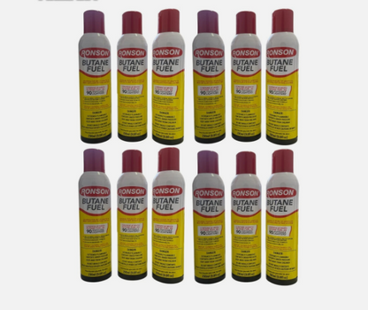 Lot Of 12 Ronson Butane Fuel 290ml Refill For Lighters Butane Torches