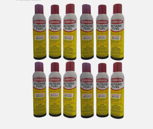 Lot Of 12 Ronson Butane Fuel 290ml Refill For Lighters Butane Torches