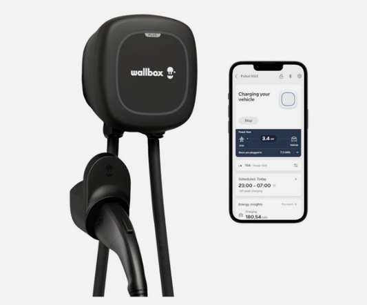 Wallbox Pulsar Plus EV Charger Matt Black Hard-Wired 48A Car Charger App Control