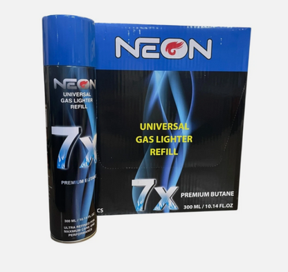 Lot of 12 Neon 7X Refined Butane Lighter Gas Fuel Refill 300ml Universal Tip