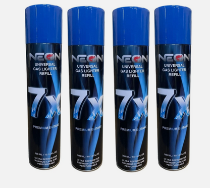 Lot of 4 Neon 7X Refined Butane Lighter Gas Fuel Refill 300ml Universal Tip