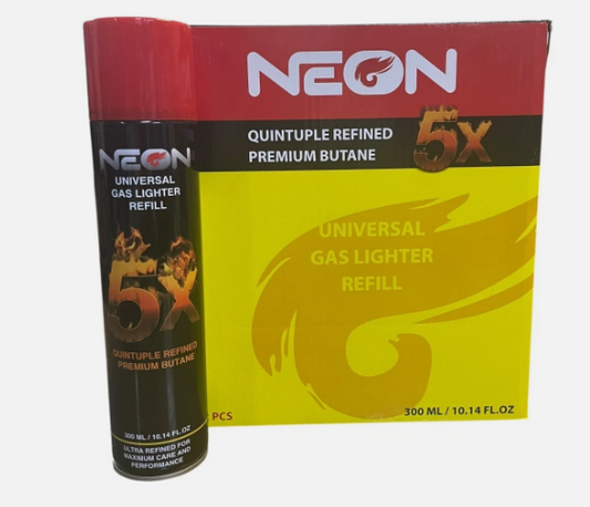 Lot of 12 Neon 5X Refined Butane Lighter Gas Fuel Refill 300ml