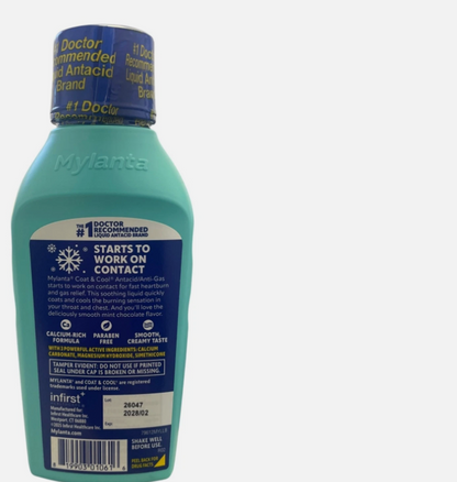 Mylanta Coat & Cool, Antacid / Anti-gas, Chocolate Mint 12 Fl Oz