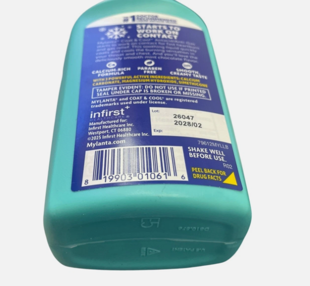 Mylanta Coat & Cool, Antacid / Anti-gas, Chocolate Mint 12 Fl Oz