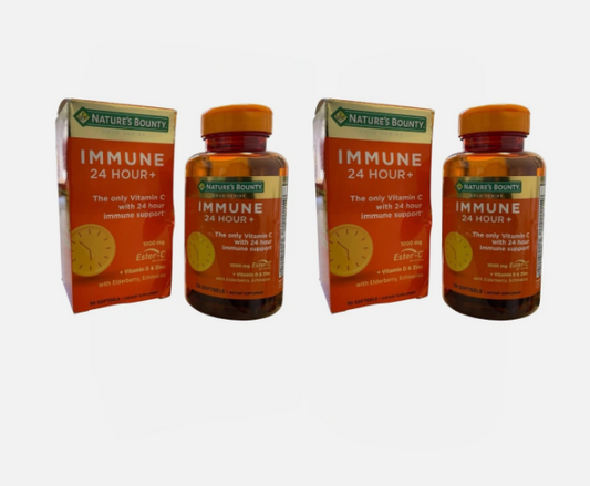 Lot of 2 Nature's Bounty Immune 24 Hour+, Vitamin C with 24 Hour Immune Support