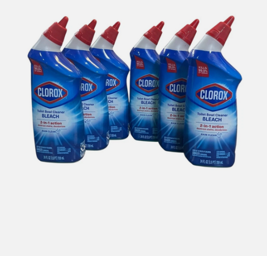 Lot of 6 Clorox Toilet Bowl Cleaner with Bleach Gel, Rain Clean, 24 Fluid Ounce
