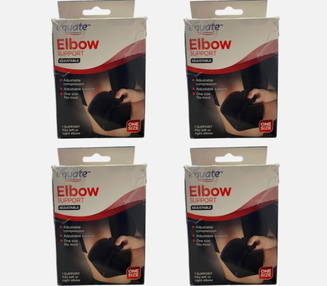 Lot of 4 Equate Elbow Support Adjustable One-Size Damaged Box (Open Box)