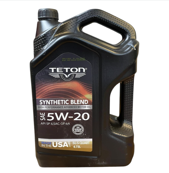 Teton 5W-20 Synthetic Blend High Performance Advanced Motor Oil API SP ILSAC GF-6A For Gasoline Engines 5 Quarts 4.73L Made in USA (1)