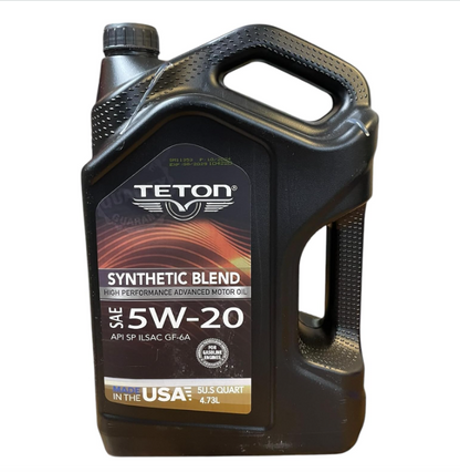 Teton 5W-20 Synthetic Blend High Performance Advanced Motor Oil API SP ILSAC GF-6A For Gasoline Engines 5 Quarts 4.73L Made in USA (1)