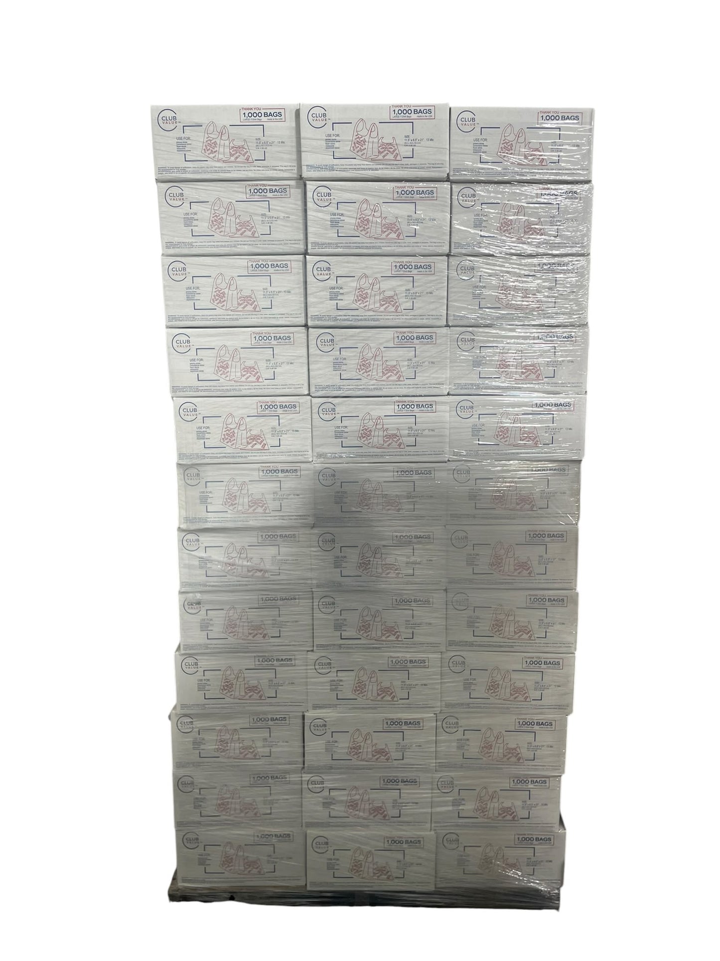 Pallet of 100 Pcs THANK YOU T-Shirt Bags 11.5" x 6.5" x 21" White Plastic Shopping bag 1000 Quantity