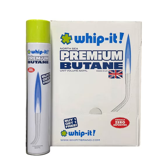 Whip-It Premium Butane 420ml Lighter Fluid with 5 Tip Adapters 12 Cans