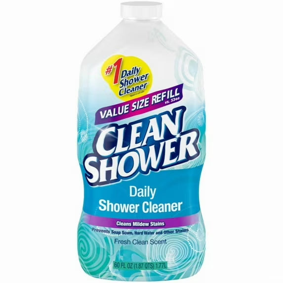 Clean Shower Daily Shower Cleaner Value Size Refill, Fresh Clean Scent, Prevents Soap Scum and Mildew Stains, 60 fl oz (Pack of 4)
